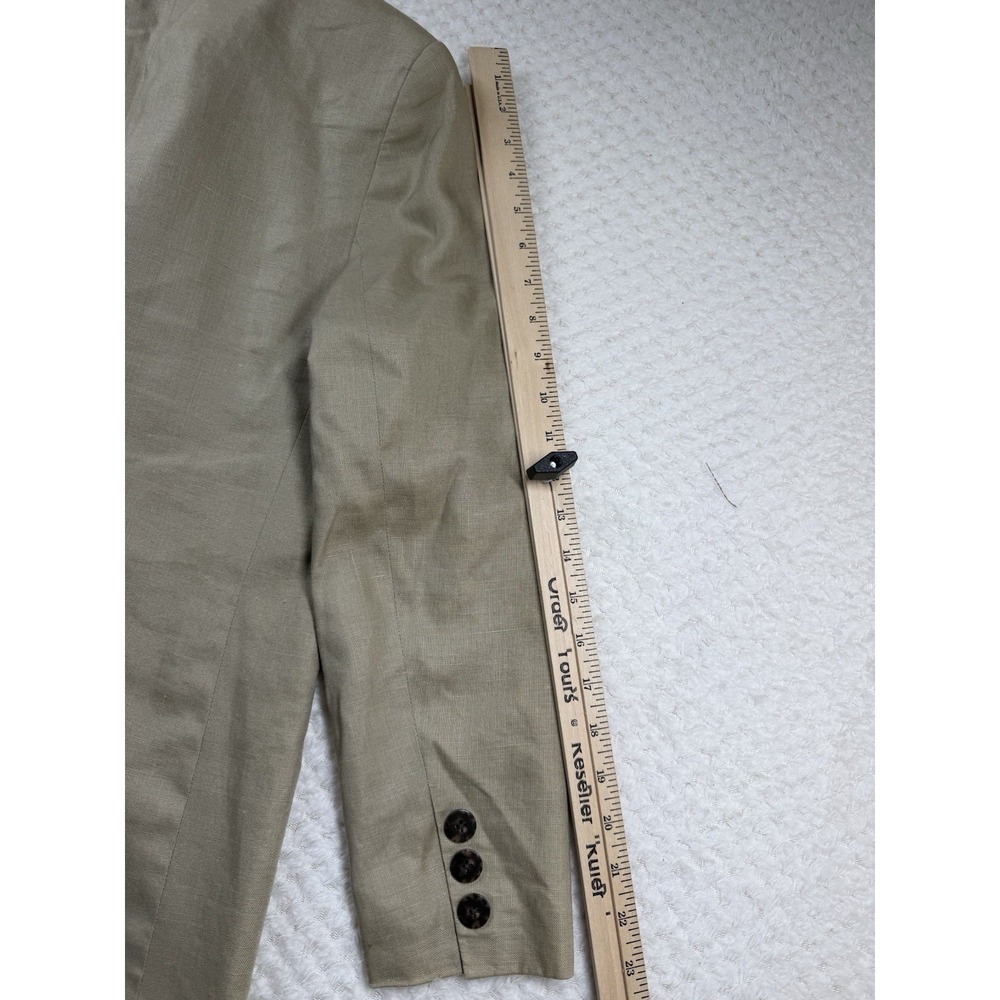 Linen Beige Brown Blazer Pockets Size S Vintage Minimalist Earthy - Picture 5 of 7
